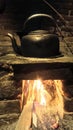 javanese tradisional kettle boil water firewood powered pawon Royalty Free Stock Photo