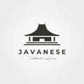 Javanese traditional house logo vintage vector symbol illustration design, joglo house traditional logo design