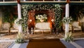 Javanese brown wedding stage decoration Royalty Free Stock Photo