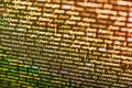 Javascript code in bracket software. Modern tech. Programming source code abstract screen of software developer. Developing Royalty Free Stock Photo