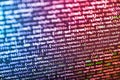 Javascript code in bracket software. Modern tech. Programming source code abstract screen of software developer. Developing Royalty Free Stock Photo