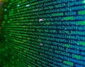 Javascript code in bracket software. New technology revolution. Program development concept. Programing workflow abstract Royalty Free Stock Photo