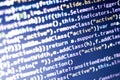 Javascript code. Computer programming source code. Abstract screen of web developer with glowing code. Royalty Free Stock Photo