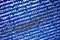 Javascript code. Computer programming source code. Abstract screen of web developer with glowing code. Royalty Free Stock Photo