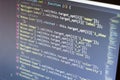Javascript code. Computer programming source code. Abstract screen of web developer. Digital technology modern background Royalty Free Stock Photo
