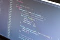 Javascript code. Computer programming source code. Abstract screen of web developer. Digital technology modern background. Shallow Royalty Free Stock Photo