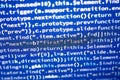 Javascript code. Computer programming source code. Abstract screen of web developer with glowing code. Royalty Free Stock Photo