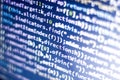 Javascript code. Computer programming source code. Abstract screen of web developer with glowing code. Royalty Free Stock Photo