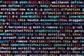 JavaScript code in text editor. Coding cyberspace concept. Screen of web developing code Royalty Free Stock Photo