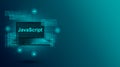 Javascript code, web development, coding and programming of a site or application on laptop 3d