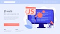 JavaScript concept landing page. Royalty Free Stock Photo