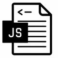 JavaScript file icon, document symbol, coding language, black and white