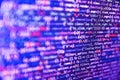 Javascript functions, variables, objects. Closeup of Web Code on Computer LED Screen. Programmer working on computer screen. Royalty Free Stock Photo