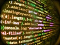 Javascript functions, variables, objects. Programming source code abstract screen of software developer. Concept of security, Royalty Free Stock Photo