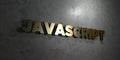 Javascript - Gold text on black background - 3D rendered royalty free stock picture