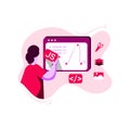 Javascript Keyframes Icon Illustration vector for video editor, concept on man making animation with js code, perfect for ui ux, Royalty Free Stock Photo