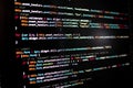 javascript lines of code into a library for website application. Script language in a software developed for internet and webistes Royalty Free Stock Photo