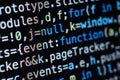 Javascript lines of code into a library for website application. Script language in a software developed for internet Royalty Free Stock Photo