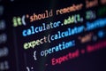 Javascript lines of code into a library for website application. Script language in a software developed for internet Royalty Free Stock Photo