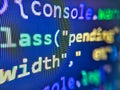 Javascript lines of code into a library for website application. SEO optimization. HTML5 concept macro backdrop in warm colors. Royalty Free Stock Photo