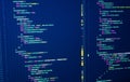 Javascript lines of code for website application. Javascript. Software programming code. Abstract computer script code. Java Royalty Free Stock Photo