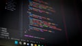 JavaScript Programming language code in text editor. Prevent hacks in internet security. Royalty Free Stock Photo