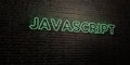 JAVASCRIPT -Realistic Neon Sign on Brick Wall background - 3D rendered royalty free stock image