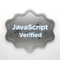 Javascript verified badge emblem for web development and software assurance Royalty Free Stock Photo