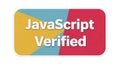 Javascript verified badge emblem for web development and software assurance Royalty Free Stock Photo