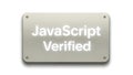 Javascript verified metal sign with illuminated text isolated on white background Royalty Free Stock Photo