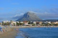 Javea, Arenal beach scene with Montgo mountain