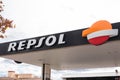 JAVEA, SPAIN - DECEMBER 15, 2017: A Repsol logo. Repsol is a Spanish multinational oil and gas company based in Madrid.