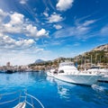 Javea Xabia port marina with Mongo mountain in Alicante Royalty Free Stock Photo