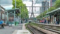 Javel train station with Eiffel tower on background timelapse. Paris, France