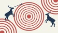 Javelin Thrower and Leaping Animal Against a Concentric Target, vector design Generative AI Royalty Free Stock Photo