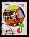 Javelin throwing, with inscription and name of series `XIV Central American and Caribbean Games, Havana`, circa 1982