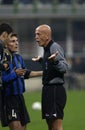 Javier Zanetti discusses with the referee Collina Royalty Free Stock Photo