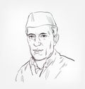 Jawaharlal Nehru famous Indian independence activist and the first prime minister of India vector sketch portrait