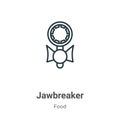 Jawbreaker outline vector icon. Thin line black jawbreaker icon, flat vector simple element illustration from editable food Royalty Free Stock Photo
