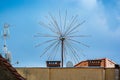 Jawor, Poland - August 08, 2021. Lightning dissipaters or electronic fireworks on the roof