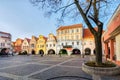 Jawor, Poland. Old colorful houses on Rynek square