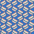 Jaws with teeth on a blue background.