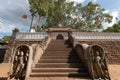 Jaya Sri Maha Bodhi is a sacred fig tree in the Mahamewna Gardens, Anuradhapura, Sri Lanka.It was planted in 288 BC, and is the Royalty Free Stock Photo