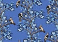 Jays birds on vertical trees Royalty Free Stock Photo