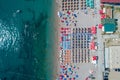 Jaz beach near Budva, Montenegro, Aerial drone view, Adriatic sea, Europe