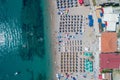 Jaz beach near Budva, Montenegro, Aerial drone view, Adriatic sea, Europe