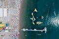 Jaz beach near Budva, Montenegro, Aerial drone view, Adriatic sea, Europe Royalty Free Stock Photo