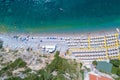 Jaz beach near Budva, Montenegro, Aerial drone view, Adriatic sea, Europe Royalty Free Stock Photo
