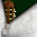 Jazz background with guitar and open zipper