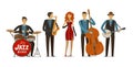 Jazz band. Blues music, musical festival concept. Cartoon vector illustration